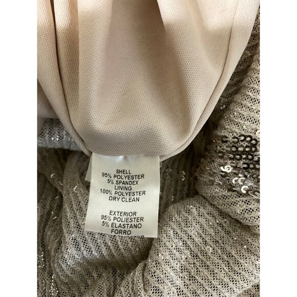 Eliza J Dress Long Sleeve V-Neck Diamond Panel Sequin Cocktail Dress Gold size 8 - Picture 6 of 11